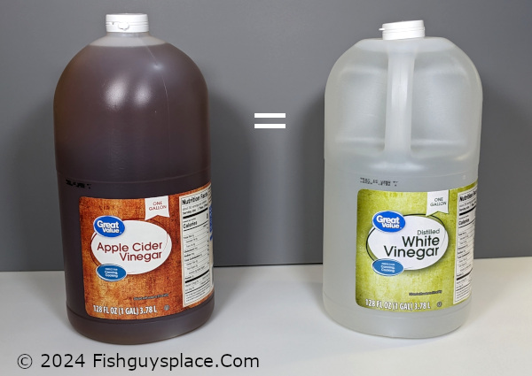 cider and white vinegar bottles